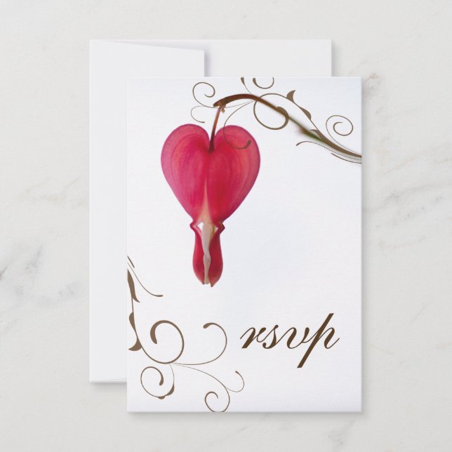 Rouge Coeurs saignants Fleurs Mariage RSVP (Devant)