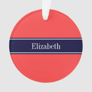 Rouge corail massif, ruban bleu marine Nom Monogra