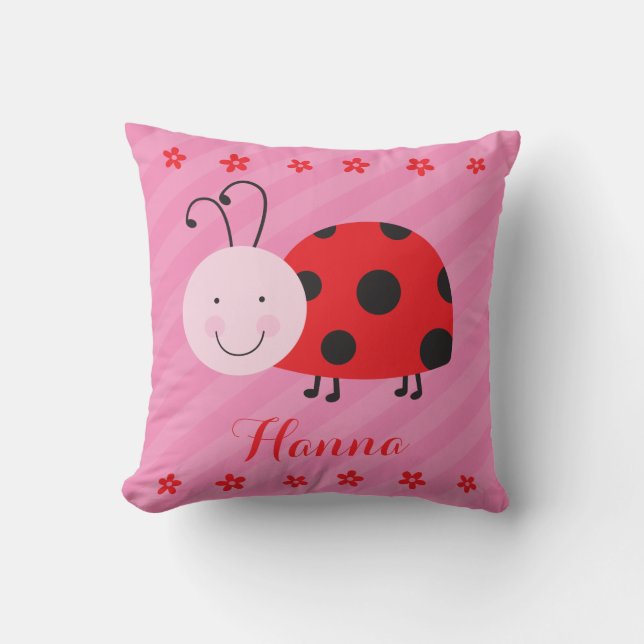 Rouge coussin personnalisé petite par coccinelle (Recto)