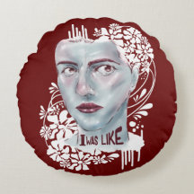 Rouge Coussin Rond J'Étais Comme