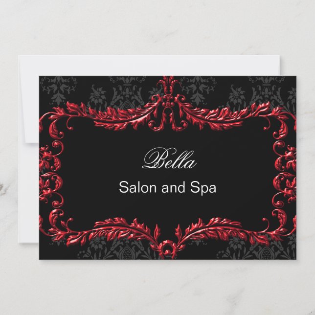 rouge damask Business Merci Cartes (Devant)