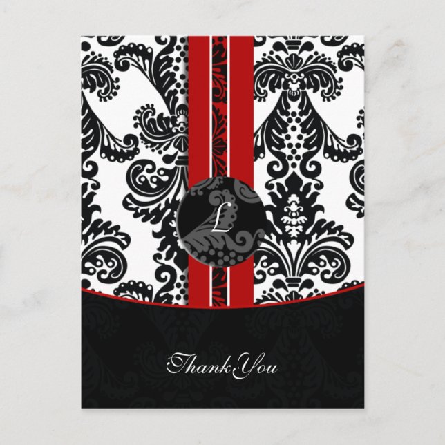 rouge damask ThankYou Cartes (Devant)