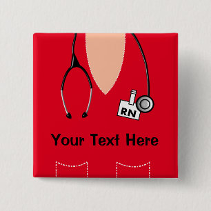ROUGE de bouton de badge nominatif d'infirmier