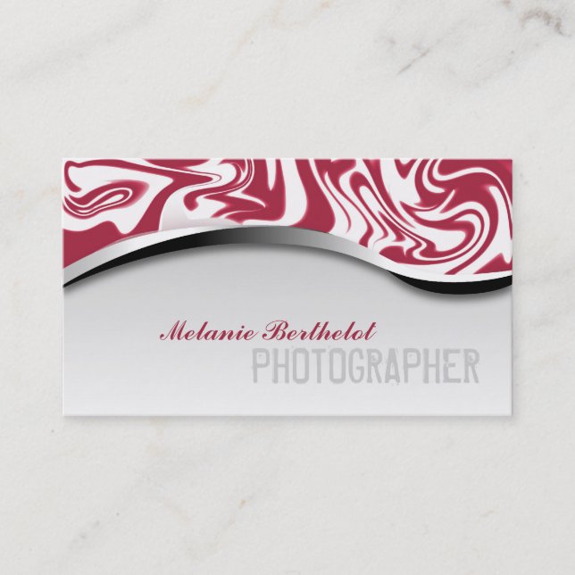 Rouge de carte de visite de photographe (Devant)