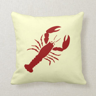 Rouge de HOMARD sur outre du coussin blanc