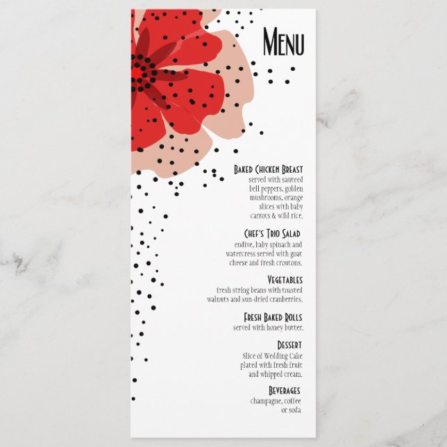 Rouge de menu de dîner de pavots de poivre (Devant)