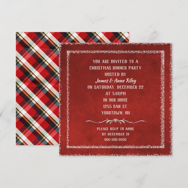 Rouge de Noël avec invitation frontalier parties s (Devant / Derrière)