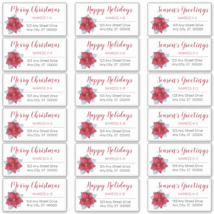 Rouge de Poinsettia   Étiquettes de adresse de Noë