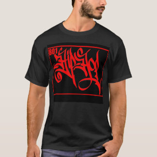 Rouge de T-shirt de 801 hip hop sur le noir