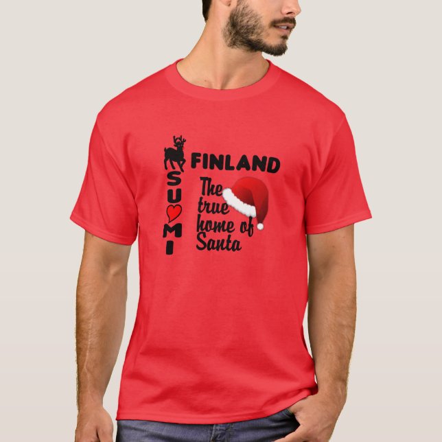 ROUGE de T-shirt de la Finlande Père Noël (Devant)