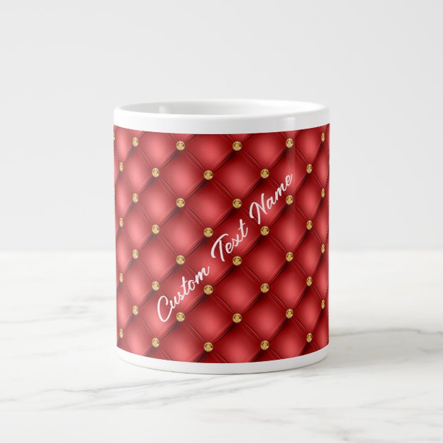 Rouge Diamant Or Tufé Custom Texte Mug Café (Devant)