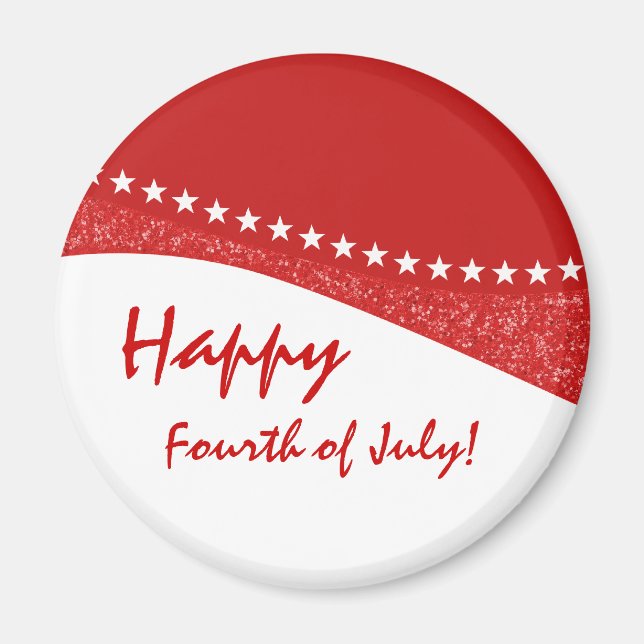 Rouge éblouissant courbe étoile Magnet (Devant)