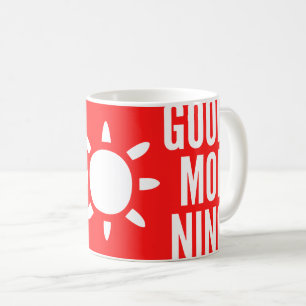 Rouge élégant Bon Matin Sun Thé Mug