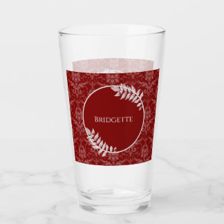 Rouge Elegant Damas verre personnalisé