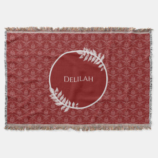 Rouge Elegant Damask Couverture de lancer personna