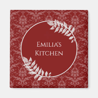 Rouge élégant Damask Magnet