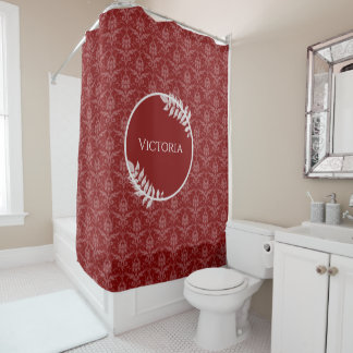 Rouge Elegant Damask rideau de douche personnalisé