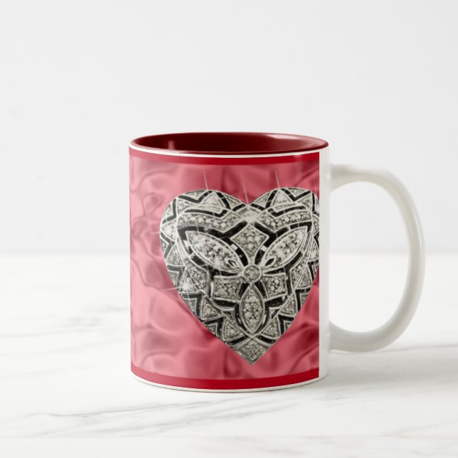 Rouge Elegant Designer Coeur Mug (Droit)