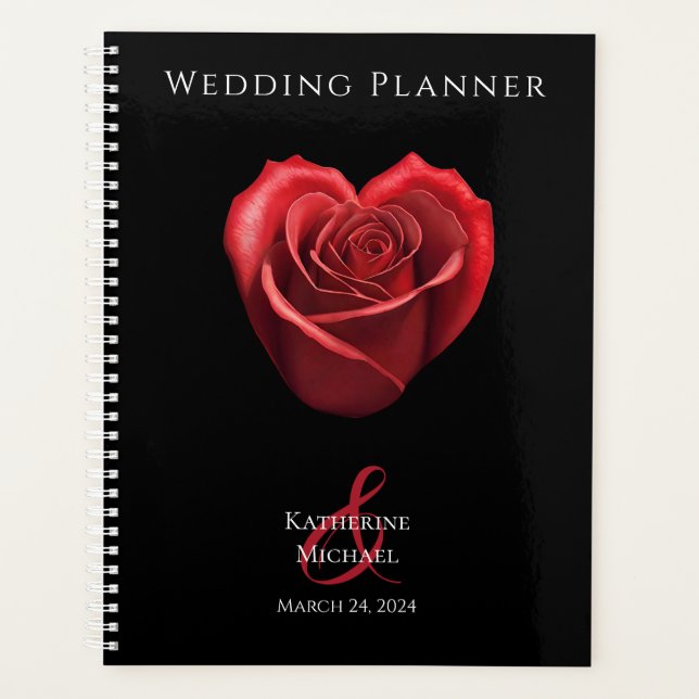 Rouge en forme de coeur Rose-Mariage-Planner (Devant)