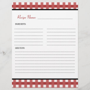 Rouge En vichy moderne Vintage Recette Classeur In