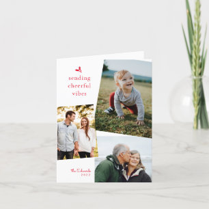 Rouge Envoi de Vibes joyeuses Trois photos Carte p