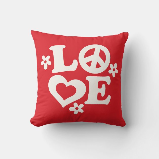 Rouge et blanc AMOUR Saint Valentin Coussin (Recto)