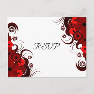 Rouge et blanc Floral Elegant RSVP Répondre Cartes