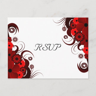 Rouge et blanc Floral Elegant RSVP Répondre Cartes