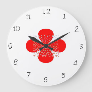 Rouge et blanc > Horloges de cuisine à fleurs