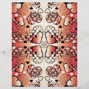 Rouge et blanc Whimsical Romantic Hearts motif