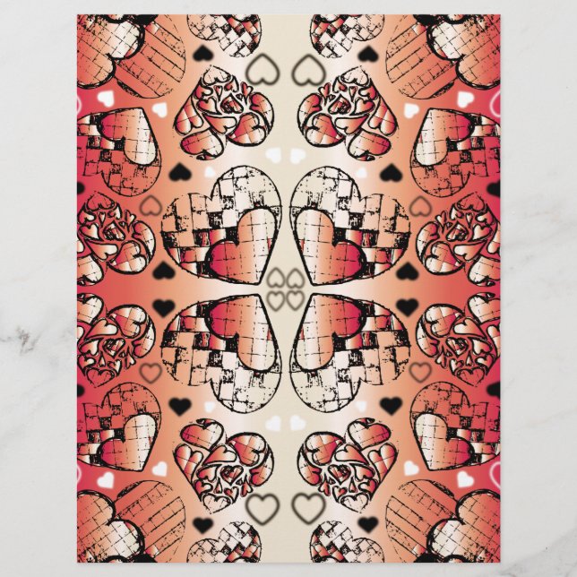 Rouge et blanc Whimsical Romantic Hearts motif (Devant)