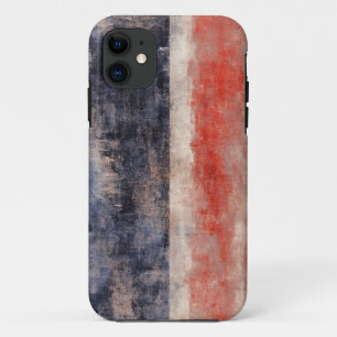 Rouge et bleu brosse Abstrait iPhone 11 Coque
