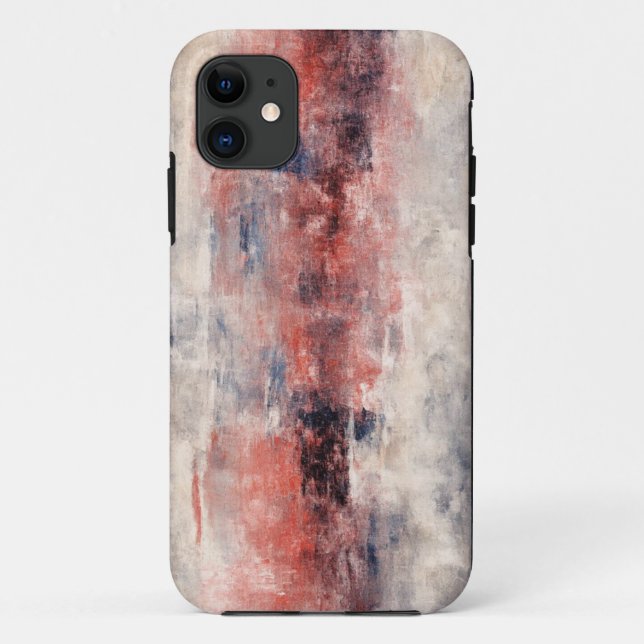 Rouge et bleu brosse Abstrait iPhone 11 Coque (Dos)