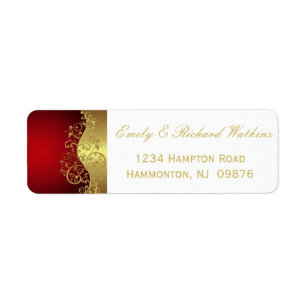 Rouge et étiquettes élégants de remous d'or