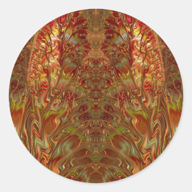 Rouge et jaune brillant ~ Sticker rond classique (Devant)