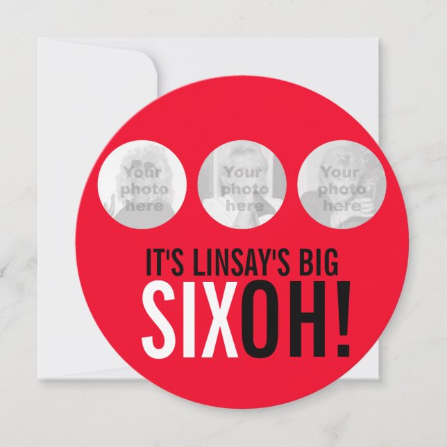 Rouge et noir 60e SIXOH ! photo invitation d'anniv (Devant)