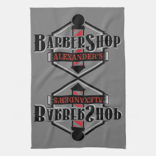 Rouge et noir Barbershop Logo Bar Serviette Person