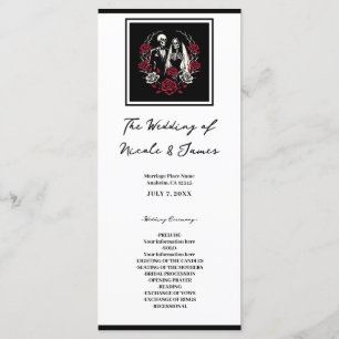 Rouge et noir blanc Rose Skeleton Mariage Menu