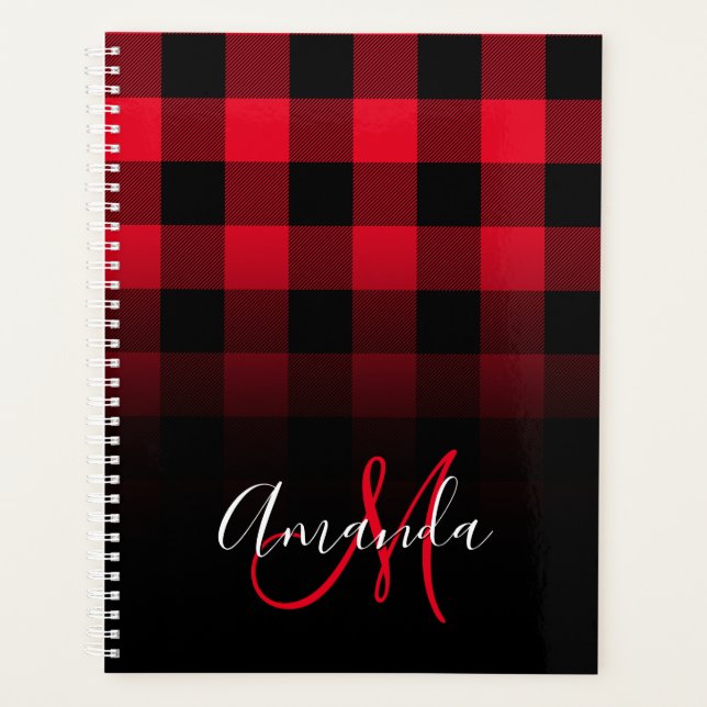 Rouge et Noir Buffalo Plaid Ombré Monogramme (Devant)