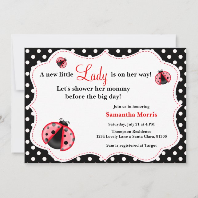 Rouge et noir - invitation de baby shower de (Devant)