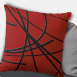 Rouge et noir Oreiller Abstrait Artistique moderne<br><div class="desc">L'oreiller à jetons moderne présente une composition linéaire abstraite artistique en rouge et noir avec des accents gris. Un design abstrait artistique avec un motif linéaire organique présente des lignes organiques noires et grises qui tourbillonnent de gauche à droite sur un arrière - plan rouge. Cette coussin décorative apporte une...</div>