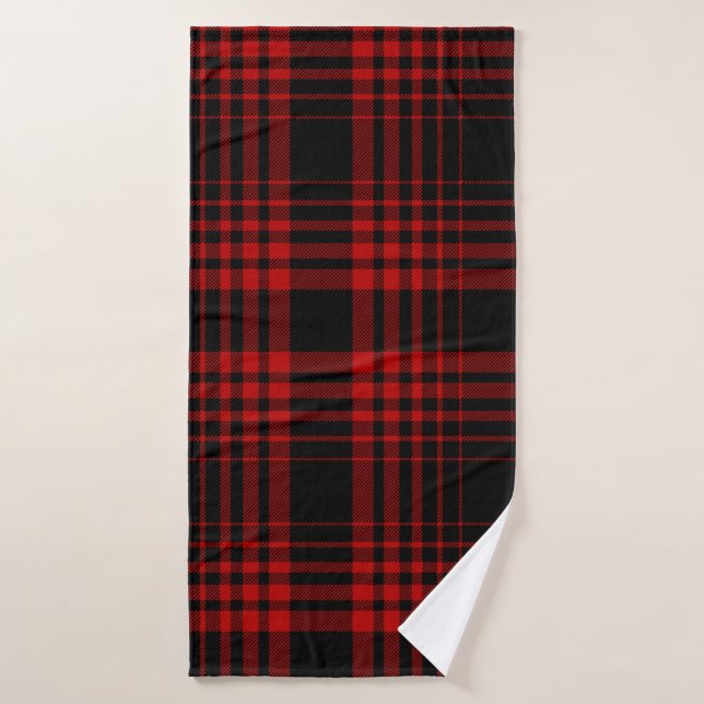 Rouge et noir tartan plaid écossais patte transpar (Serviette de bain)