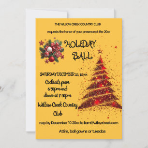 Rouge et or.Invitation à boules de Noël