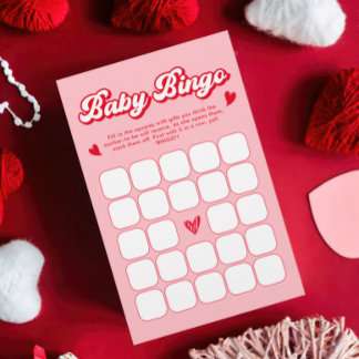 Rouge et rose Saint Valentin Baby shower Bingo Jeu