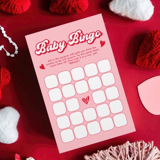 Rouge et rose Saint Valentin Baby shower Bingo Jeu (Créateur téléchargé)
