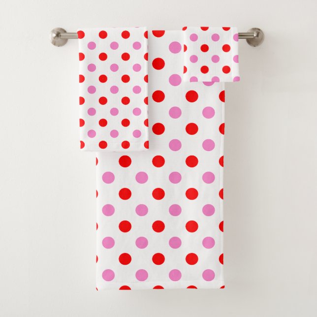 Rouge et rose sur fond blanc à pois Design  (En situation)