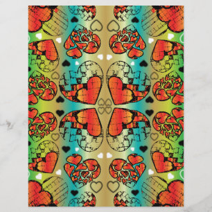 Rouge et vert Whimsical Romantique Coeurs motif