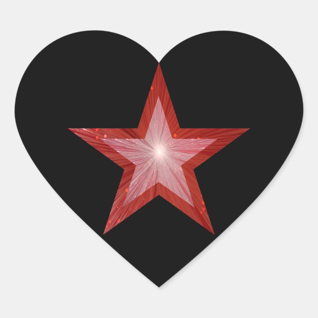 Rouge étoile autocollant coeur noir (Devant)