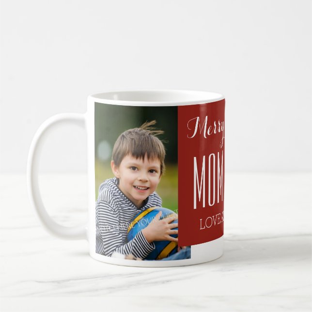 Rouge fait sur commande de tasse de Noël de maman (Gauche)