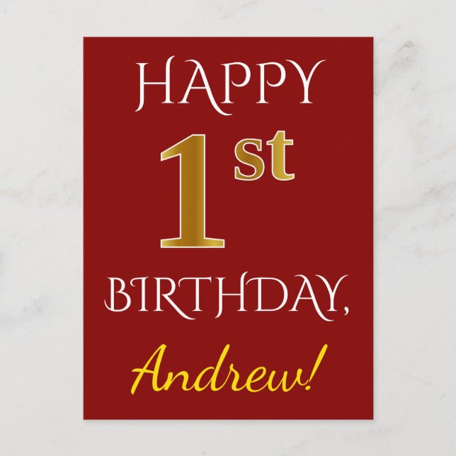 Rouge, Faux Gold 1er anniversaire + Carte postale  (Devant)